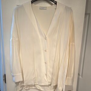 Sandro Cream Button-Up Blouse
